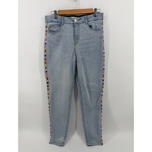 Knox Rose, Mid-Rise, Embroidered, Skinny Jeans, Light Blue, Women's Size 10